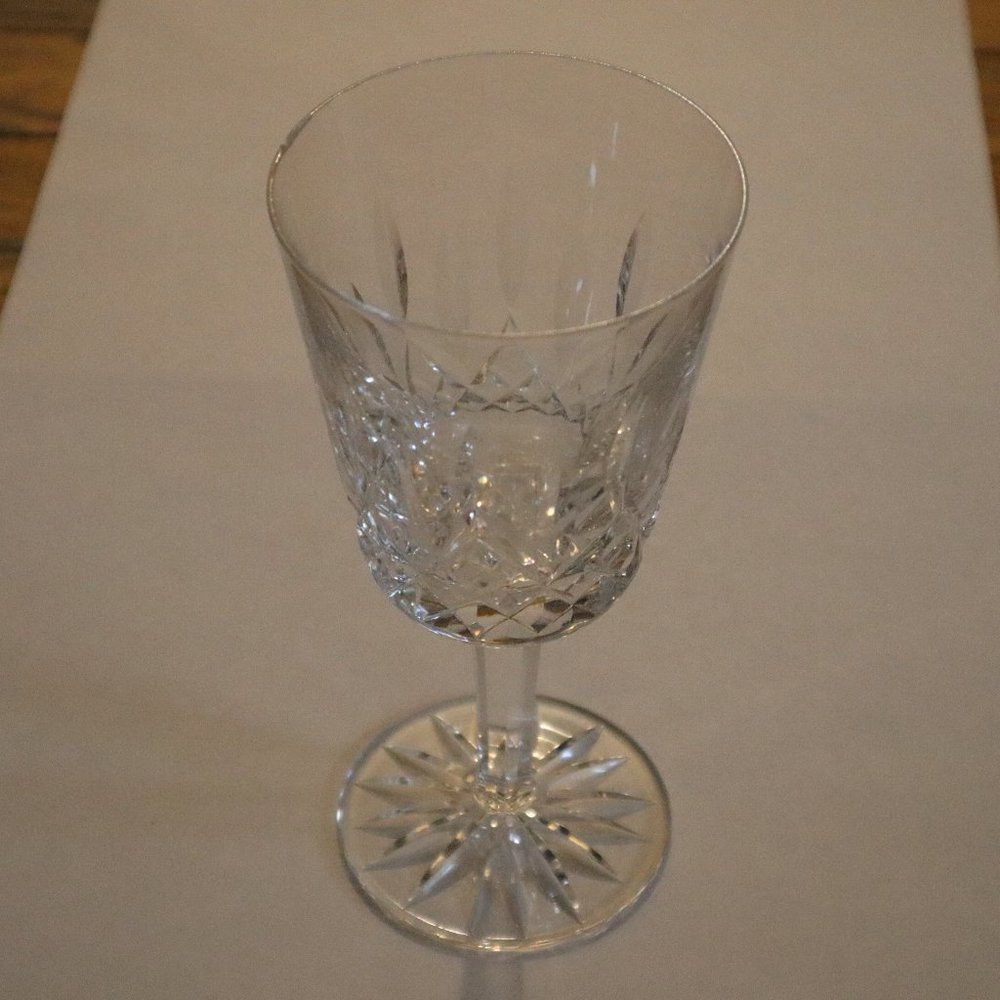 Waterford Lismore Lead Crystal Goblet 6 7/8" Tall Stamped "Waterford" Vintage